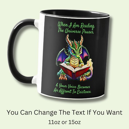 Mug Green Purple Dragon Avertissement Lecture Livre Vo