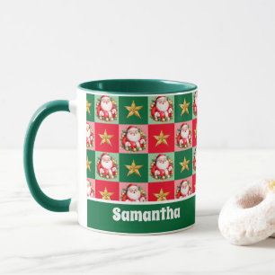 Mug Green Retro Santa Claus Joyeux enfants de Noël
