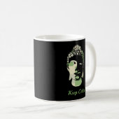 Mug Green & Tan Squares hand drawn buddha silhouette (Devant droit)