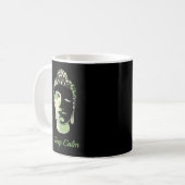 Mug Green & Tan Squares hand drawn buddha silhouette (Devant gauche)