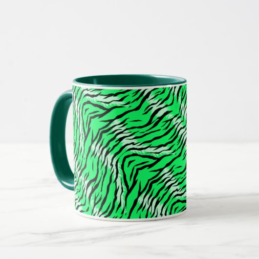 Mug Green Tiger Animal Skin Pattern Design  (Devant gauche)