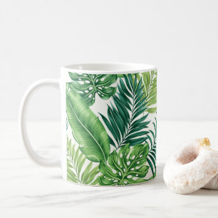 Mug Green Tropical Palm Banana Monstera Feuille