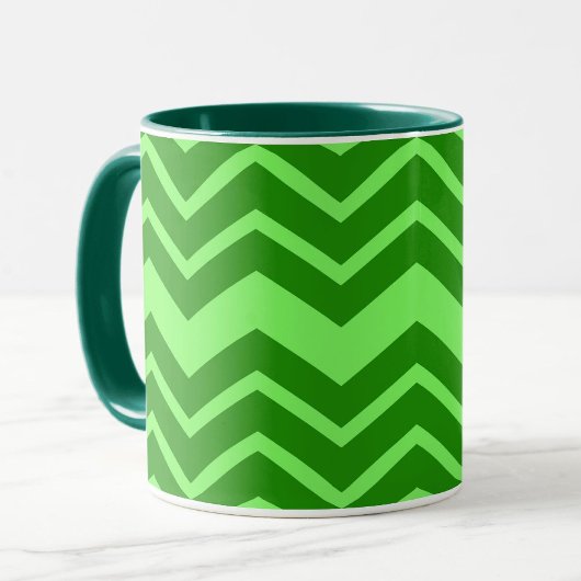 Mug Green Zig Zag Chevron Design Motif