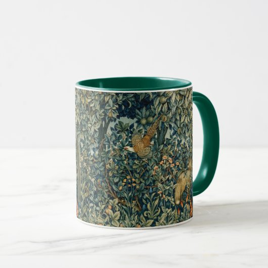 Mug GREENERY, FOREST ANIMALS Pheasant, Fox, Green Flor (Devant droit)