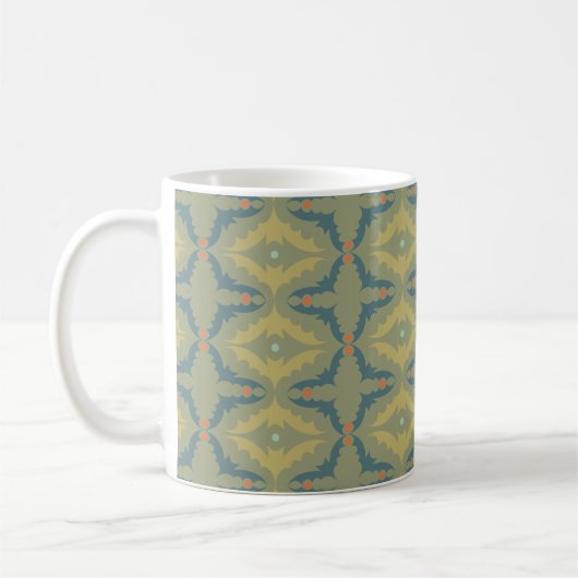 Mug Greenish Retro Vintage Pattern (Gauche)