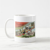 Mug Greetins de grand thème de cru de lettre du (Gauche)