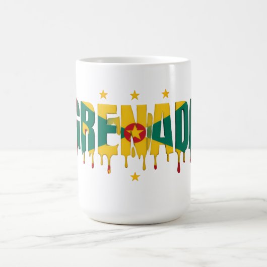 Mug Grenada Drip Texte | Conception de drapeau des Car (Centre)