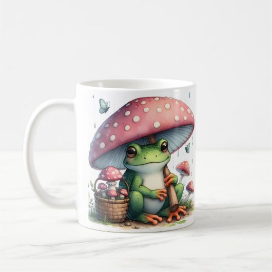Mug Grenouille adorable sous parapluie de champignons (Gauche)