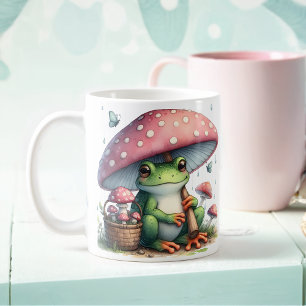Mug Grenouille adorable sous parapluie de champignons