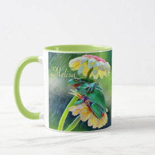Mug Grenouille Amis Fleurs Pluie Nom du cadeau Café
