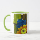 Mug Grenouille bleue se relaxant sur la fleur et branc (Gauche)