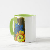 Mug Grenouille bleue se relaxant sur la fleur et branc (Devant gauche)