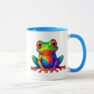 Mug Grenouille cartoon assise aux couleurs vives.