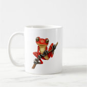 Mug Grenouille d'arbre rouge mignonne sur une branche (Gauche)