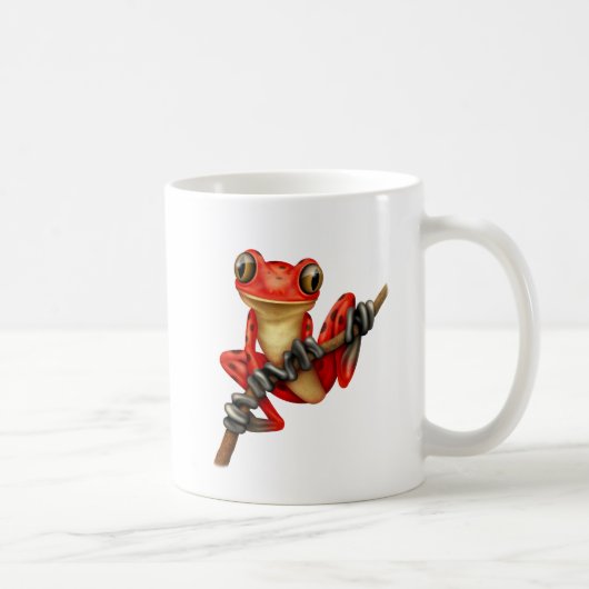 Mug Grenouille d'arbre rouge mignonne sur une branche (Droite)