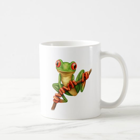 Mug Grenouille d'arbre verte mignonne sur une branche (Droite)