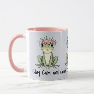 Mug Grenouille Florale Fantaisiste Art Cottagecore Ble