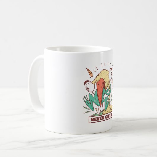 Mug Grenouille mangeuse d'oiseaux N'abandonnez jamais (Devant gauche)