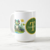 Mug grenouille mignonne ajouter monogramme (Devant gauche)