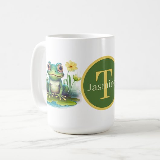 Mug grenouille mignonne ajouter monogramme (Devant gauche)