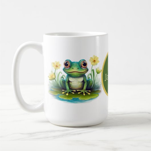 Mug grenouille mignonne ajouter monogramme (Gauche)