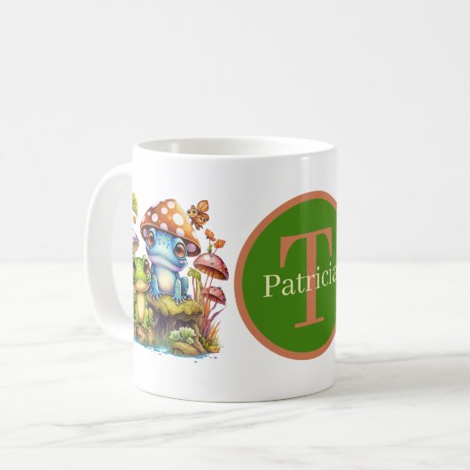Mug grenouille mignonne ajouter monogramme (Devant gauche)