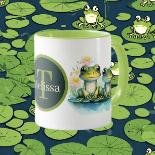 Mug grenouille mignonne ajouter monogramme