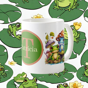 Mug grenouille mignonne ajouter monogramme