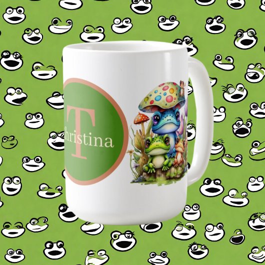 Mug grenouille mignonne ajouter monogramme