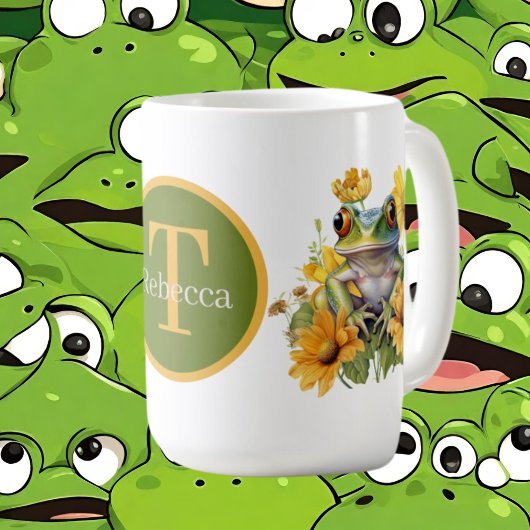 Mug grenouille mignonne ajouter monogramme