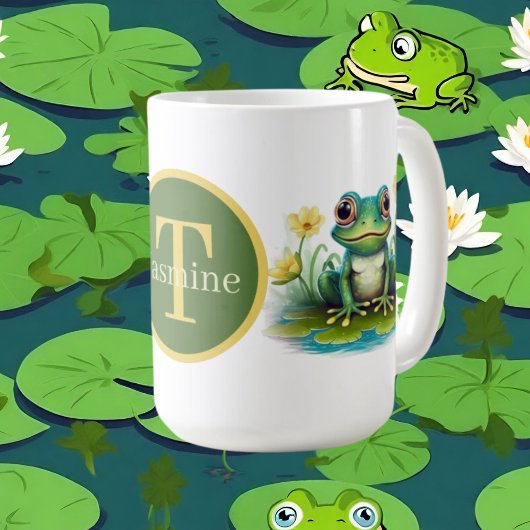 Mug grenouille mignonne ajouter monogramme