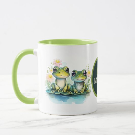 Mug grenouille mignonne ajouter monogramme (Gauche)