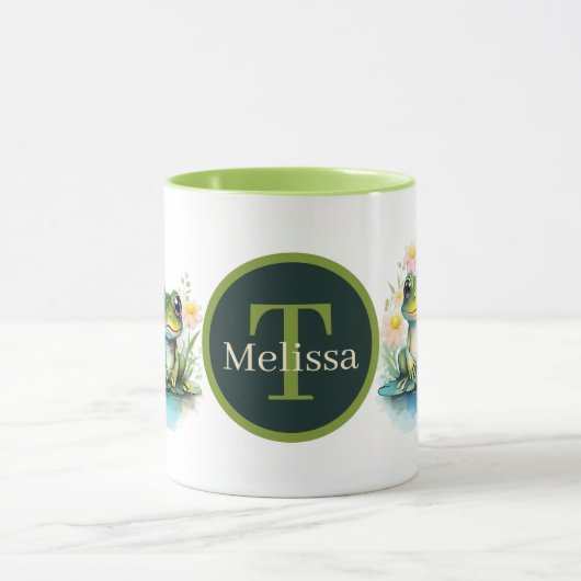 Mug grenouille mignonne ajouter monogramme (Centre)