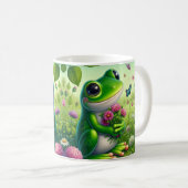Mug Grenouille mignonne avec des fleurs (Devant droit)