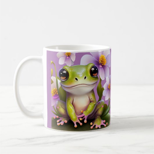 Mug Grenouille mignonne en fleurs (Gauche)