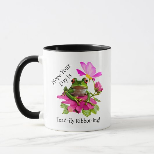 Mug Grenouille mignonne ou tourte de crapaud sur fleur (Gauche)