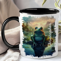 Grenouille par réflexion de lac de montagne