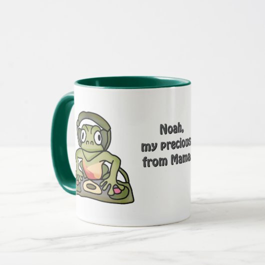 Mug Grenouille rétro avec casque | Drôle (Devant gauche)