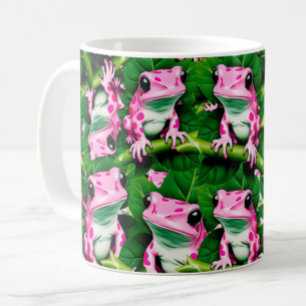 Mug Grenouille Rose Sur La Feuille Verte Motif Design