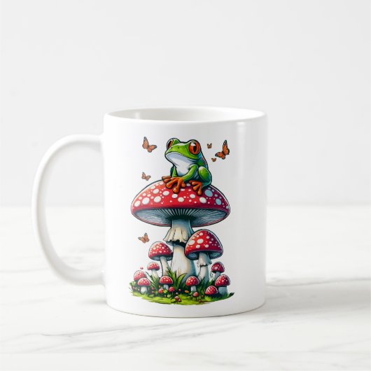 Mug Grenouille sur Toadstool - Scène forestière enchan (Gauche)