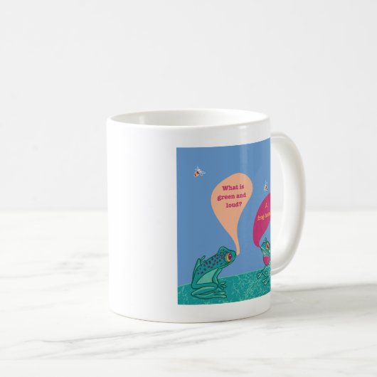 Mug Grenouilles argentées - Bleu & Vert (Devant droit)