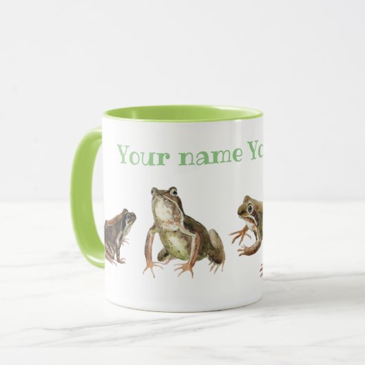 Mug Grenouilles nénuphars verts et blancs motif (Devant gauche)