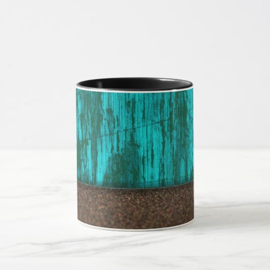 Mug Grès en bois de grain de turquoise assez rustique (Centre)