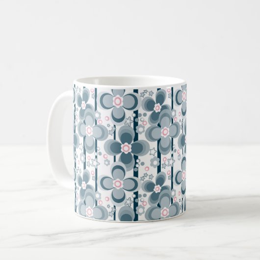 Mug Grey and white floral pattern  gray (Devant gauche)