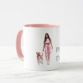 Mug Grey Black Puppy Black Lady Walking Dog (Devant gauche)