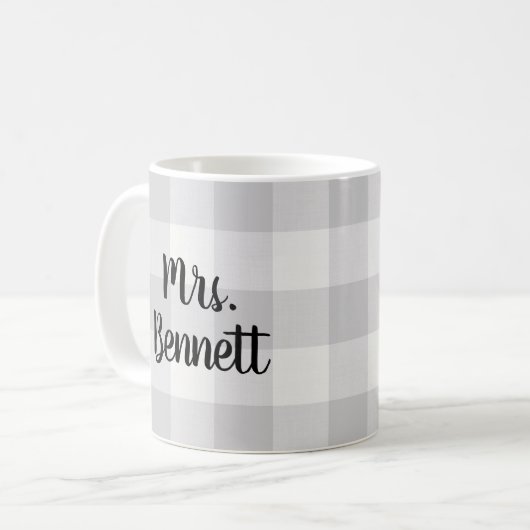 Mug Grey Buffalo Vérifier Mme Monogram (Devant gauche)