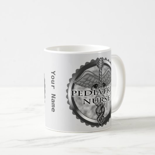 Mug Grey caduceus Infirmière pédiatrique (Devant droit)