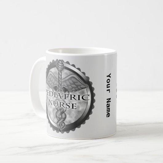 Mug Grey caduceus Infirmière pédiatrique (Devant gauche)