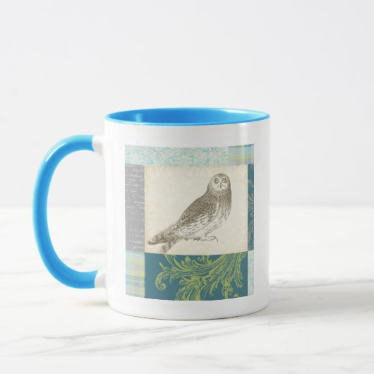 Mug Grey Owl sur Arrière - plan Motif (Gauche)