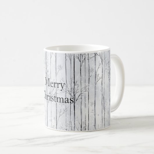 Mug Grey Silver Snowflake Trees Christmas (Devant droit)
